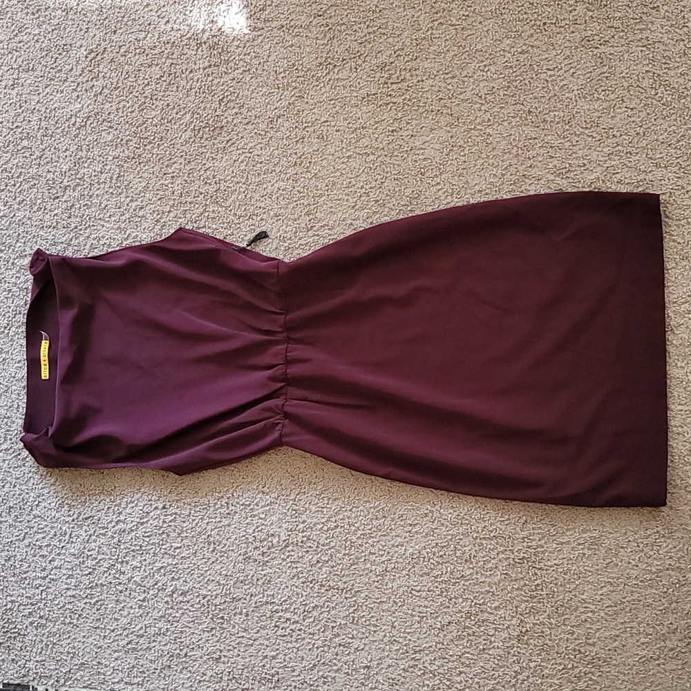 Alice + Olivia Burgundy Cowl Neck Sheath Sleeveless Mini Dress 4